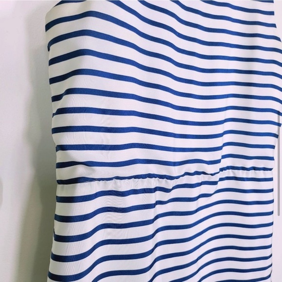 J. CREW Blue White Mini Dress 4 SMALL Striped Round Neck Sleeveless Stretch - Picture 3 of 4